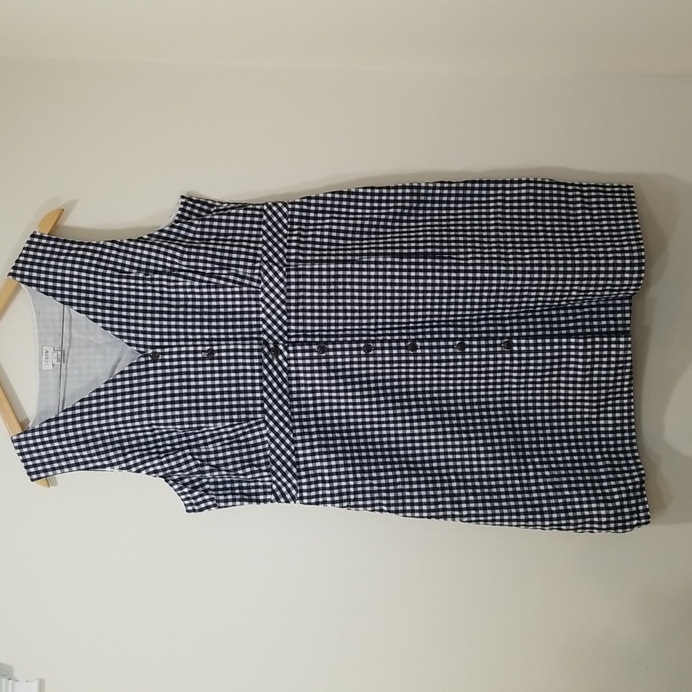 J Crew - Gingham v-neck dress - Navy & White - 18